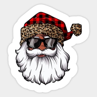 African American Santa Claus Black Christmas Leopard Xmas Sticker